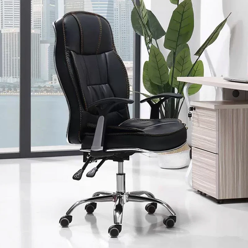 High Quality Comfort Office Chairs Black Swivel with Fixed Armrest Universal Wheels High Back Leather Mesh Material Staff Office
