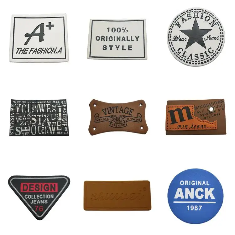 Heat treatment process label clothes accessories debossed logo fake leather patch