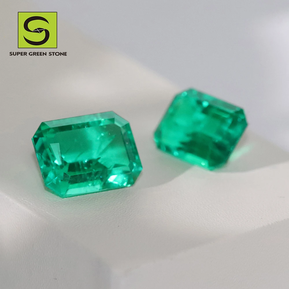 SuperGS SGSLGE02 Synthetic Loose Blue Emerald Alexandrite Ruby Colorful Created Loose Lab Grown Emerald Gemstone