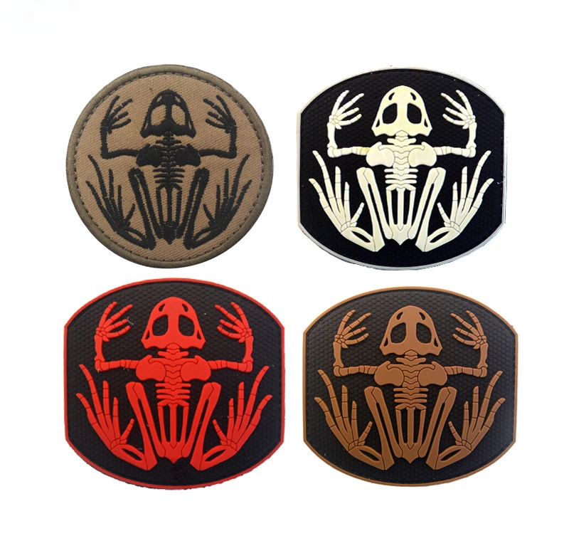 Wholesale Hook and Loop Armband Skull Frog PVC Morale Badge for Tactical Gears