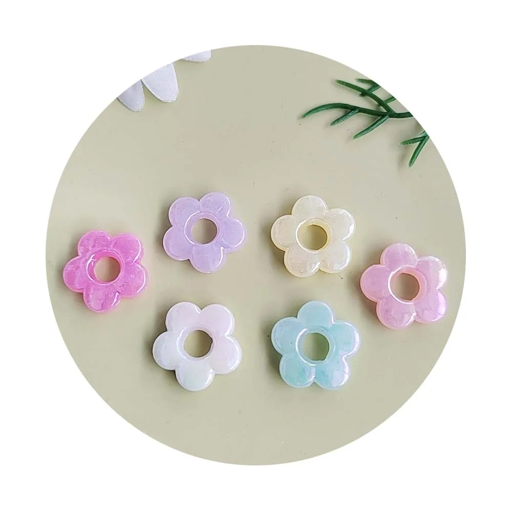 500g 16mm Acrylic Cream Color Hollow Flower Beads for DIY Earrings Necklace Keychain Flower Pendant Handmade Beaded Pen Material