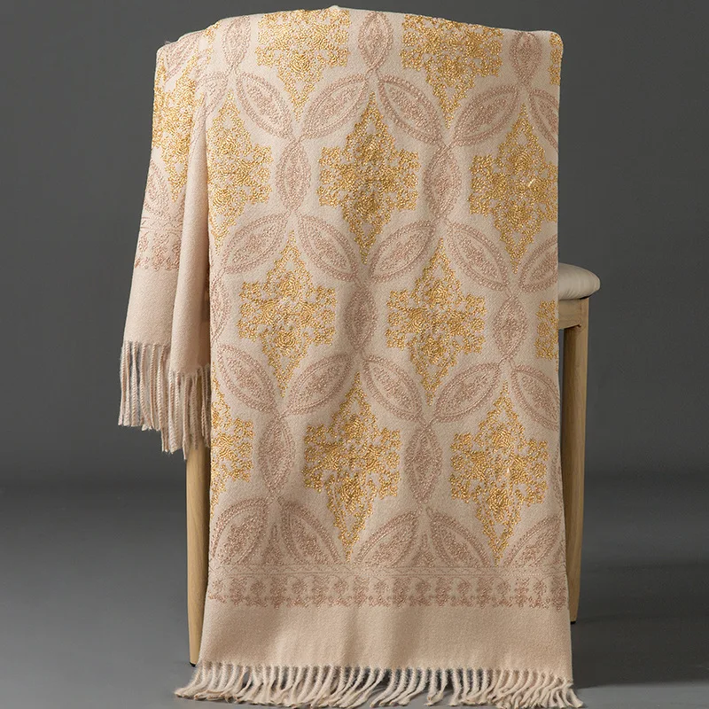 Scarf lady Winter cashmere scarf Embroidered shawl Floral embroidery for warm mantle Ethnic scarf