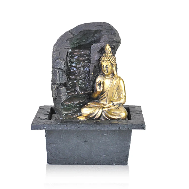 
Best Selling decorative god craft tabletop resin small fountains buddha 