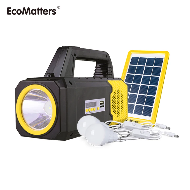 EcoMatters multi functional solar panel system with speaker MP3 led lighting for houses solar system kit