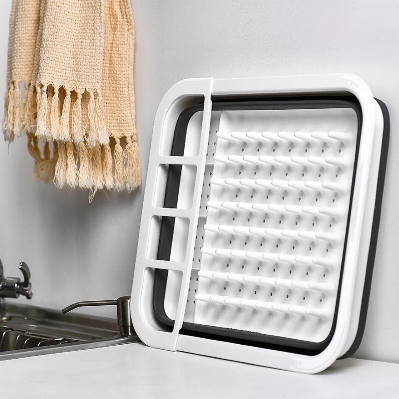 Kitchen sink rack High Quality Plastic Collapsible Silicone Folding Basket plastic folding bowl holder easter basket