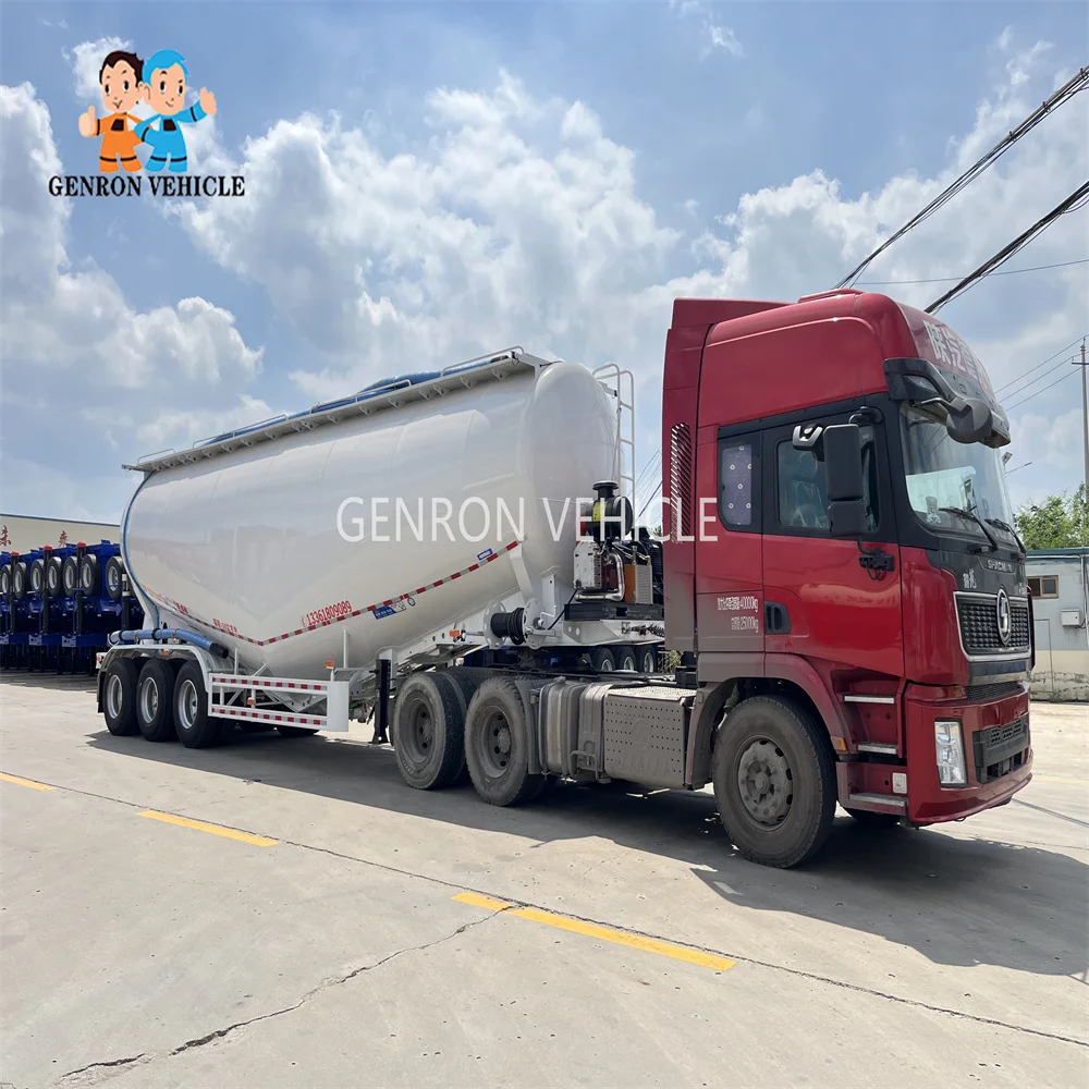 3 Axles Dry Powder bulk cement Tanker Trailer for Transporting Powdery Particles  55cbm Bulk Cement Semi-Trailer for Sale