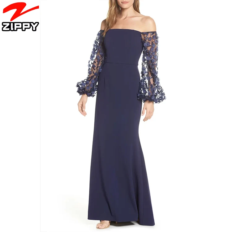 Модное летнее платье макси с открытыми плечами юбка годе Вечерние Платья с цветочным орнаментом облегающее платье с длинным рукавом