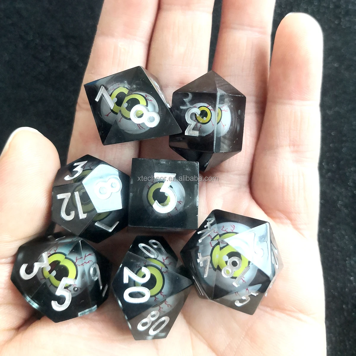 Eye Rolling Dice Handmade Sharp Edge DND Dices Liquid Core Eye Balls Role Playing Gaming Dice For Board Game Dungeons and Dragon