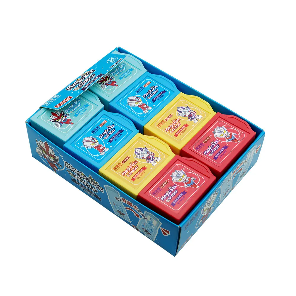 Anime Superman Magic Box Fun Eraser School Sample Kids Learning Stationery Gift Factory Colored rubber Factory for children
