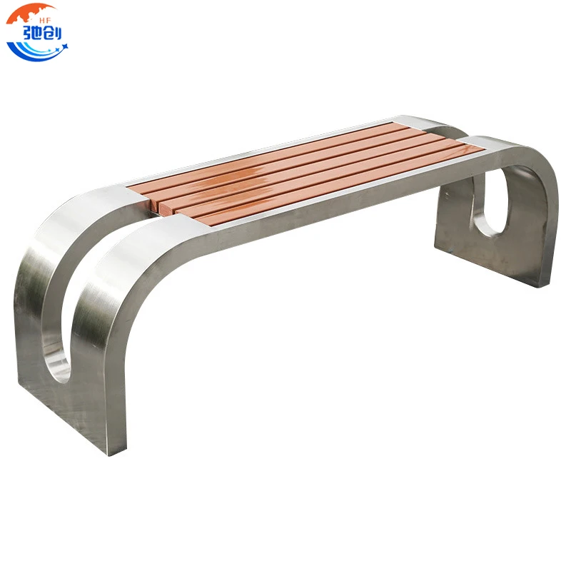 Stainless steel outdoor park chair Outdoor garden bench Plastic wood lounge chair garden furniture