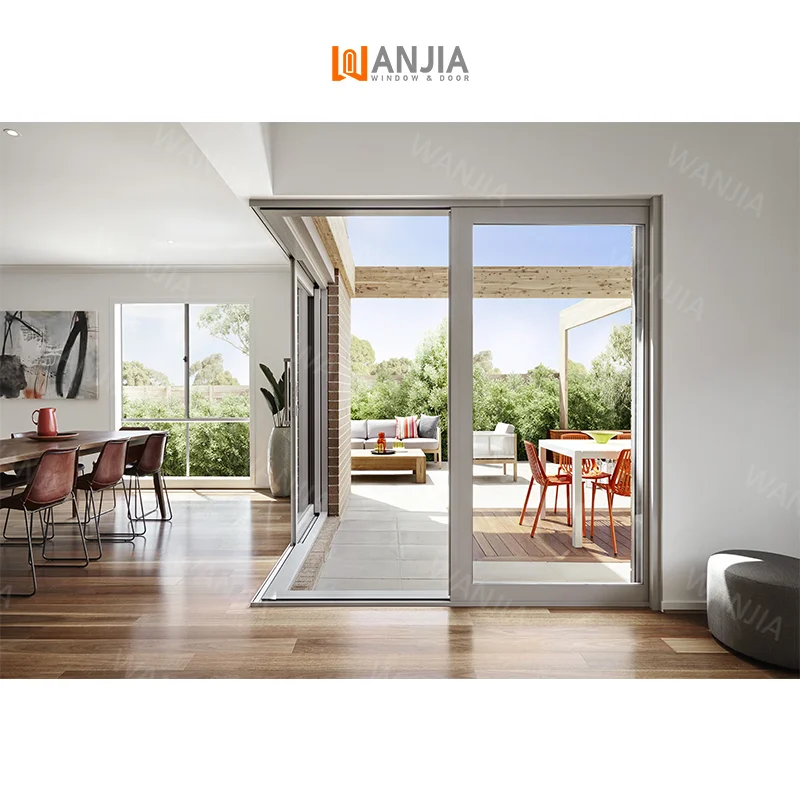 WANJIA exterior patio glass aluminium sliding doors aluminum 96 x 80 sliding glass door minimalist design sliding patio door