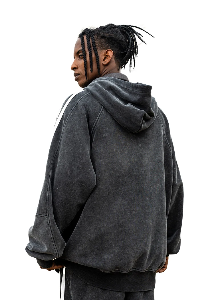 Custom Logo Men 100 Cotton Hoodie French Terry High Quality Blank Oversized Vintage Acid Wash  Cropped Hoodie Men