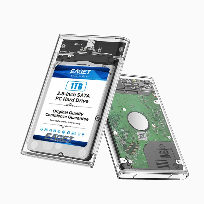 EAGET 2.5inch 2.0 Acrylic Material Hard Drive HDD Transparent Enclosure