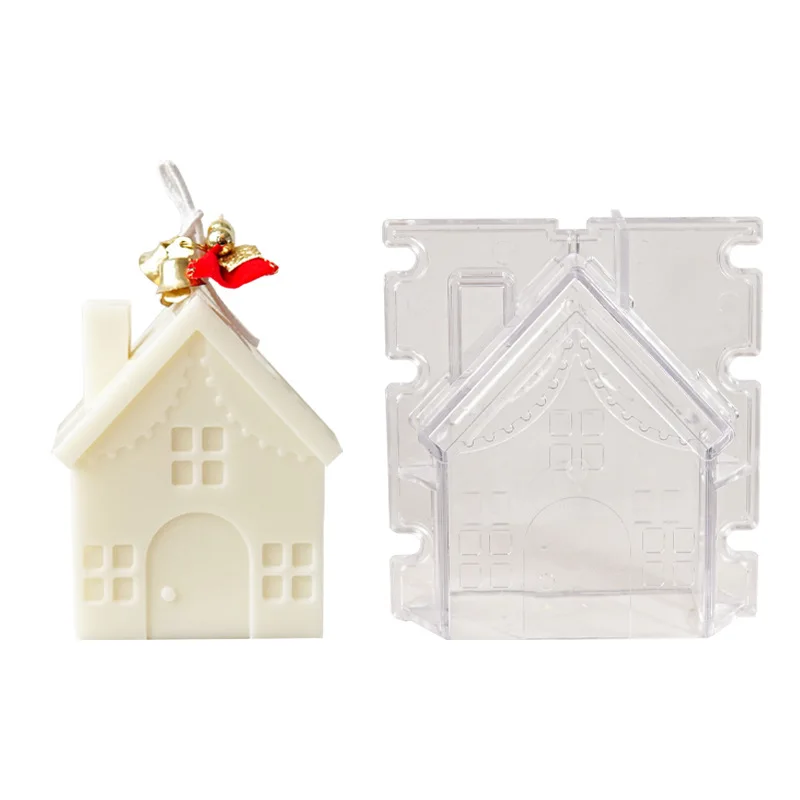 HY Small House Candle Acrylic Molds for Acrylic Villa Wooden House Candle Making Mold