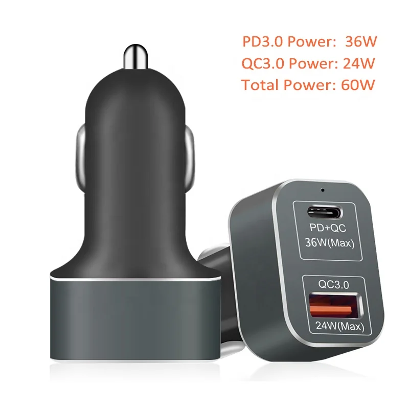 WISTAR 60 Вт Высокая мощность Type-C PD 36 Вт USB Автомобильное зарядное устройство с QC3.0 24 Вт мобильное автомобильное зарядное устройство