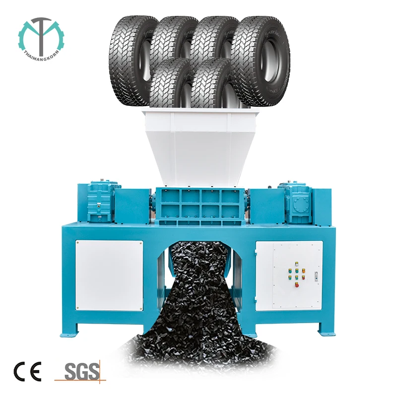 Used Car Motorcycle Tyre Plastic Recycling Machinery Waste Rubber Tires Crushing Double Shaft Shredder Machine For Sale