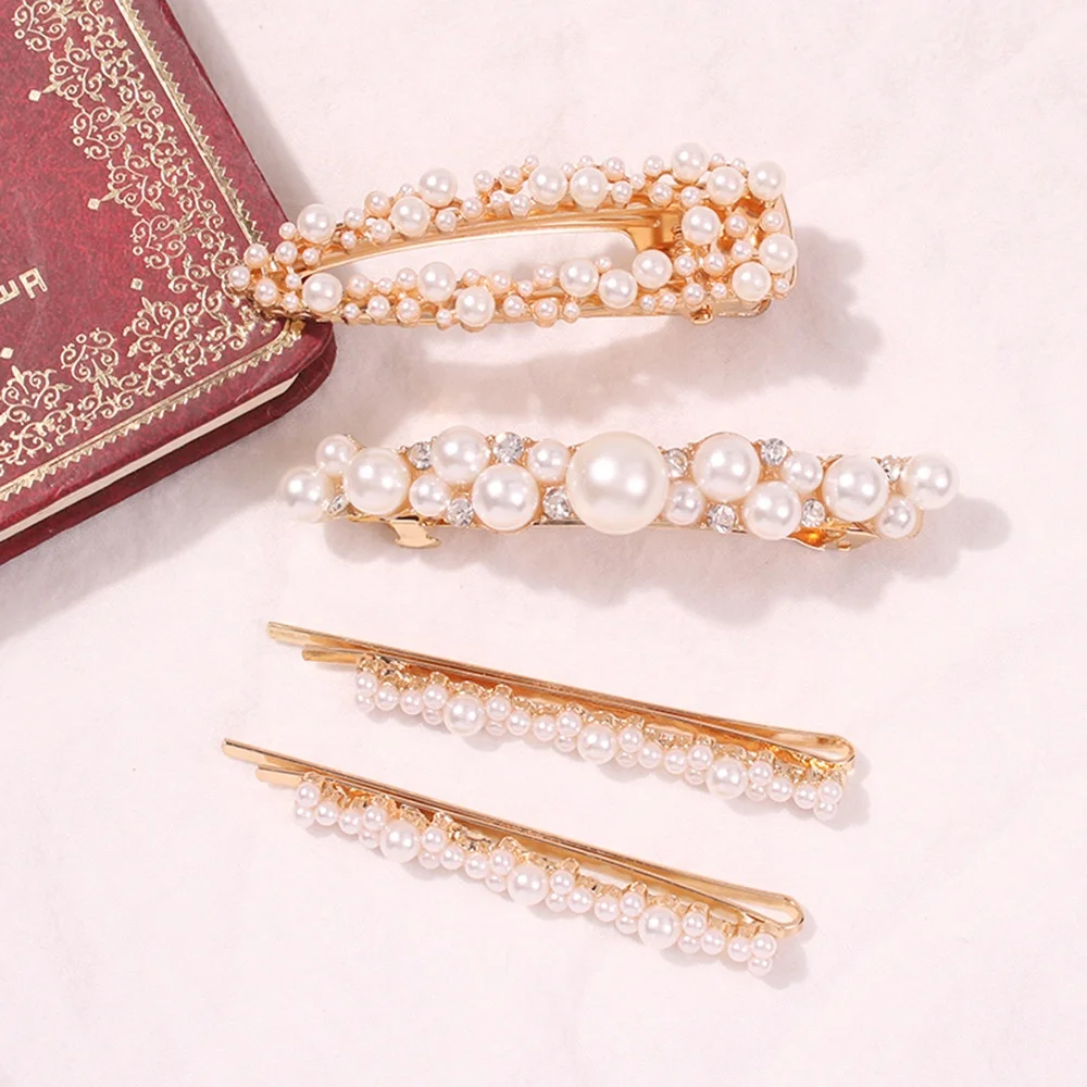 Factory supply Sample Free hair clips gold pearl hair pins for women