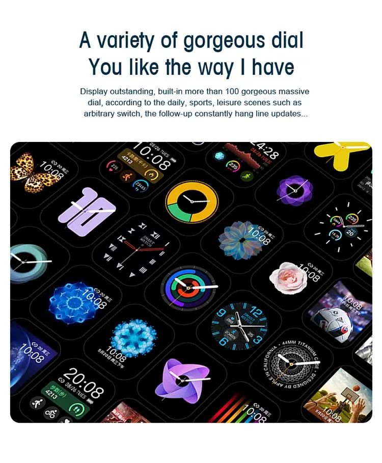 Big Touch Screen 2020 New Arrival   NRF52832  Waterproof Fitness Watch Bracelet Custom Dial Smart Watch