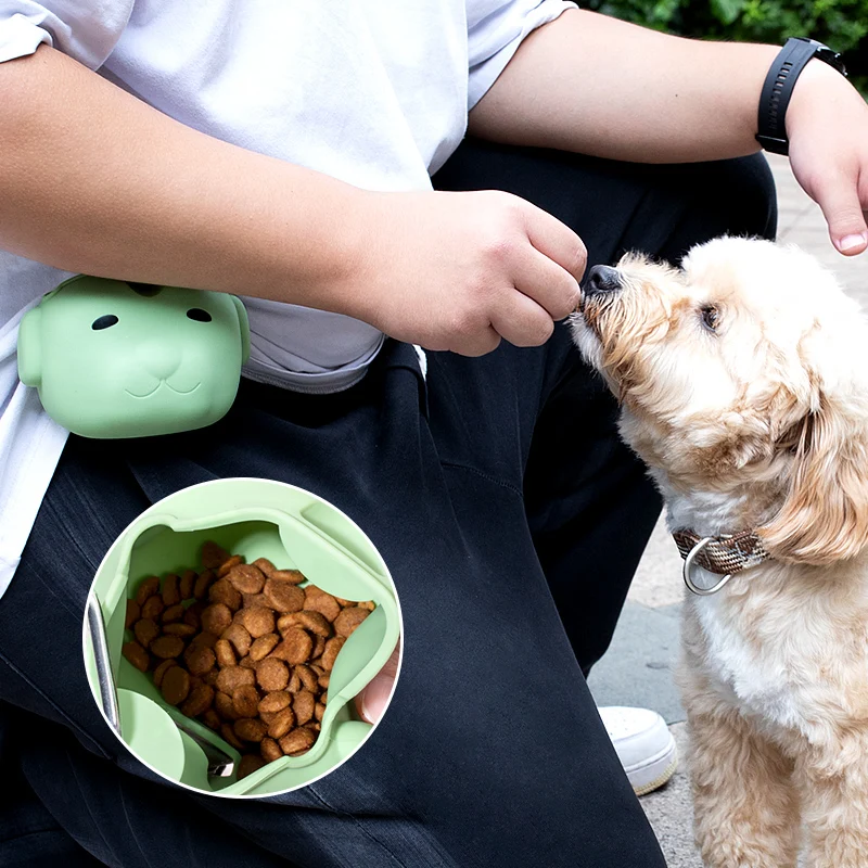 Portable Small Animals Treat Pouch Food Pet Snack Dog Walking Bag Silicone Pet Feeding Training Bag Dog Treat Bag