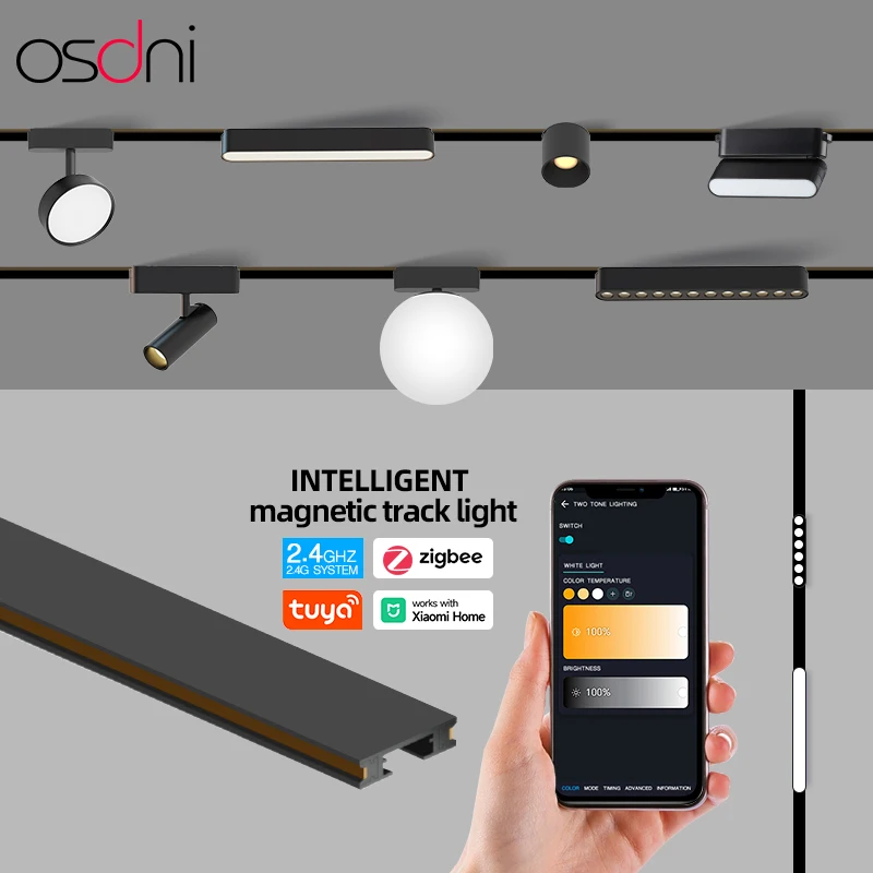 Modern track lights rail lighting system led  DC24V slim  ultra thin dali smart  Magnetic Track Light  for Residential&Shop Use