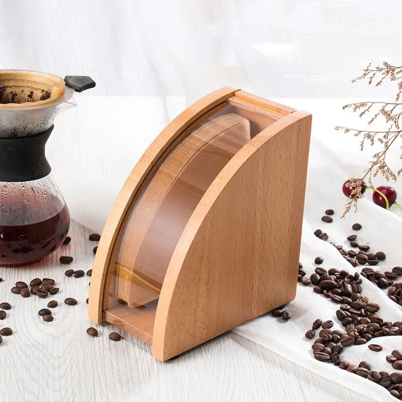 Wooden Hand Drip Coffee Filter Paper Storage Holder Rack filter paper storage rack wood