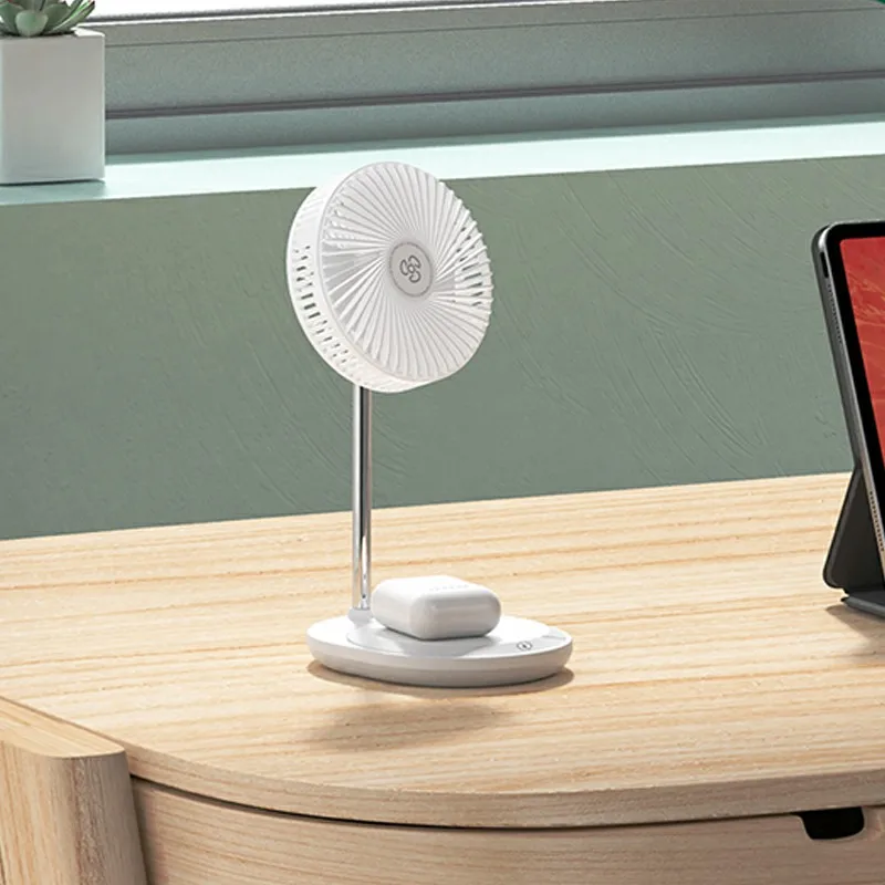 CE UKCA FCC ROHS Touch Switch Usb Custom Round Folding Rechargeable Fold Fan  Usb Mini Cooling Stand Desk  Fan With Phone Holder