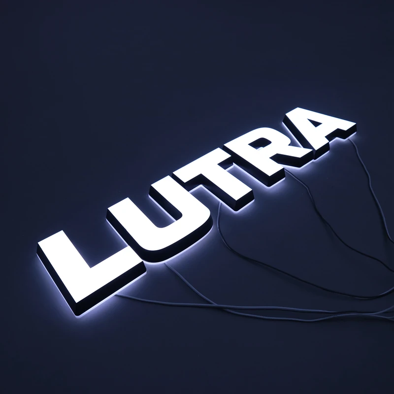 OEM Luminous 3D Led Illuminated Backlit Sign Letter Channel Light Logo Front Sign Acrylic Signage Metal Outdoor Business Signs