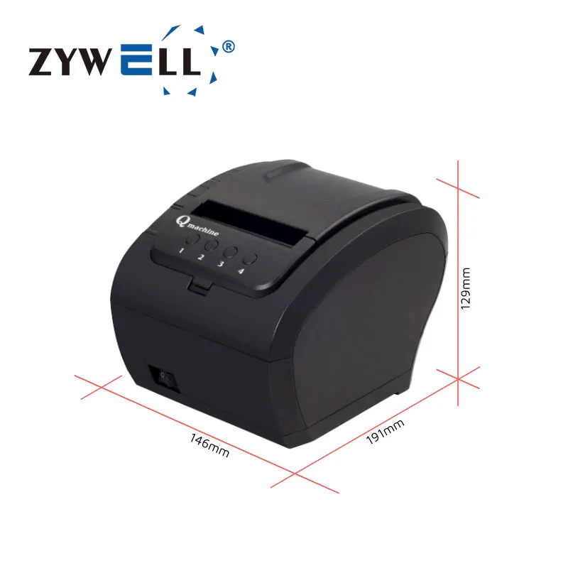 ZYWELL pos system 80mm thermal queue ticket printer ZY307Q restaurant bank park queuing printer