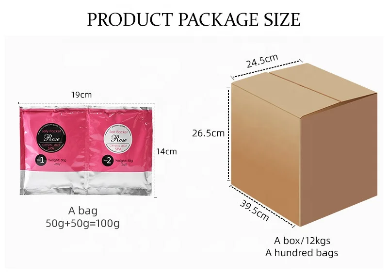 Hot Sales 50g Private Label Natural Organic Foot Bath Crystal Mud Rose Lavender Lemon Jelly Spa Pedicure Foot Soak