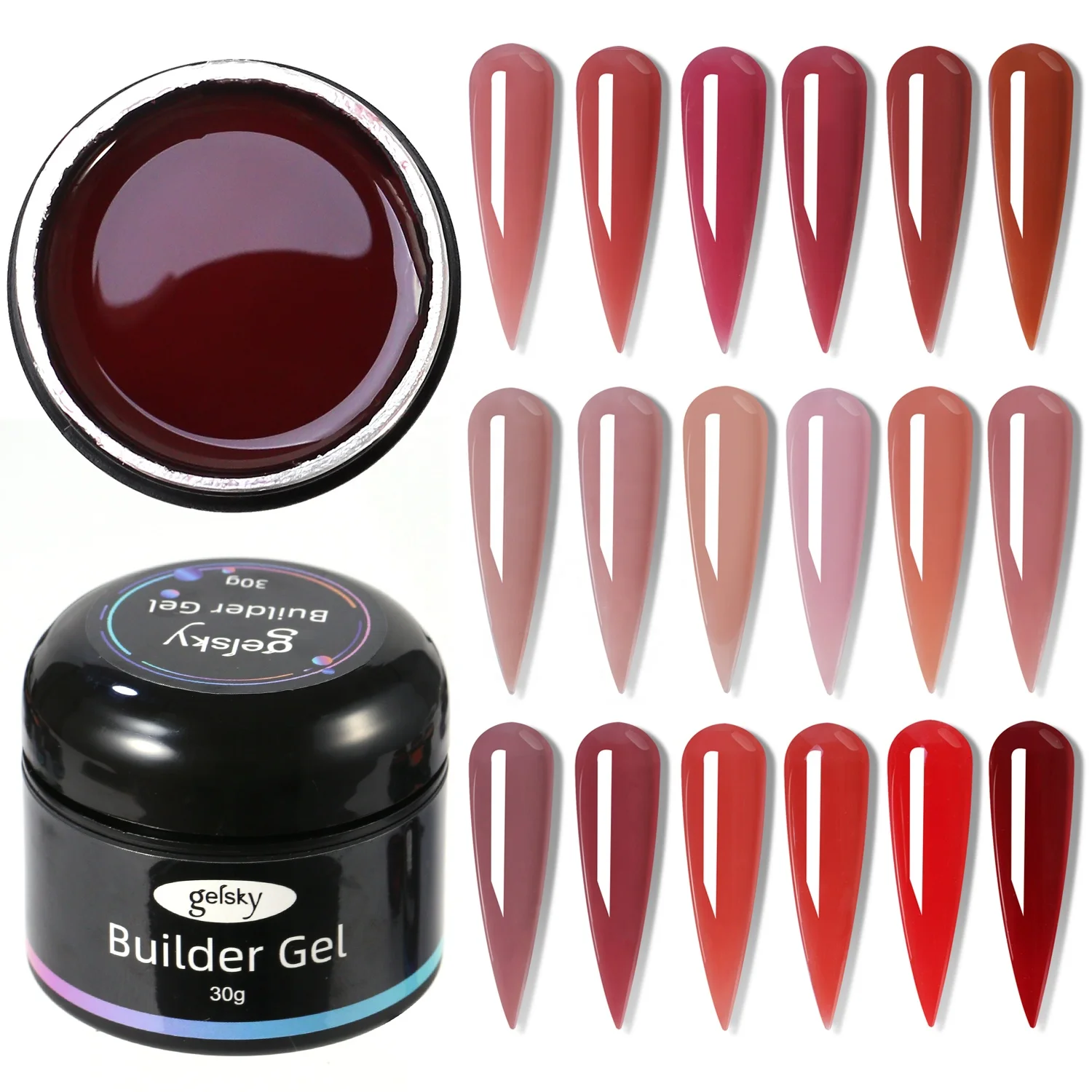 Gelsky 30G Solid Non Stick Builder Nail Gel Long Lasting Natural 51 Colors Builder Extension Gel Polish