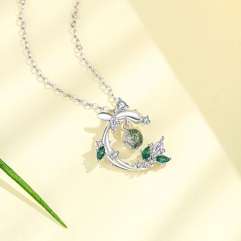 jewelry ladies branch rattan 925 sterling silver crystal necklace sterling silver fashion jewelry pendent necklaces