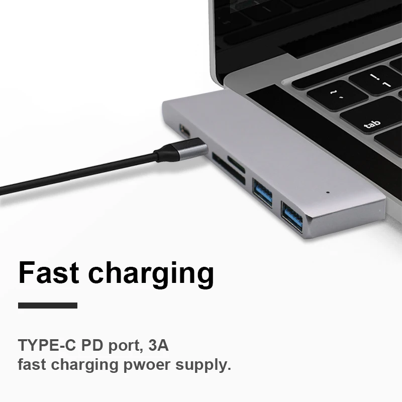 Dual Type-C ступицы 7 портов USB3.1 кардридер usb 4k HD в 1 концентратор док-станция адаптера USB-C адаптер для мобильных