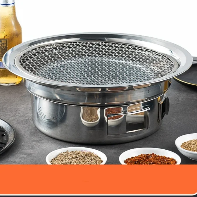 Wholesale Korean Restaurant Table Bbq Grill Multi-function Stainless Steel Round Charcoal Barbecue Oven Stove Hot Pot