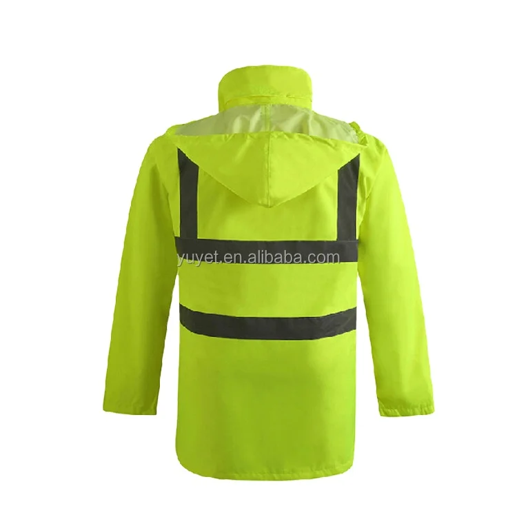 YOUYI factories hi vis raincoat customize impermeable rain coat reflective rain cote workwear