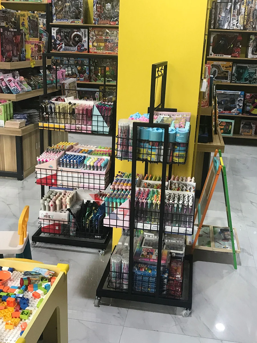 Shop furniture customized 3 tiers wire storage basket metal wire shelving display beauty supply store shelves display rack