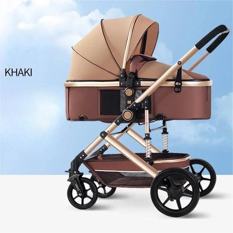 JXB Hot Selling Style High Landscape Five-Point Seat Belt Flat Lay Two-Way Baby Stroller With Large Storage Basket