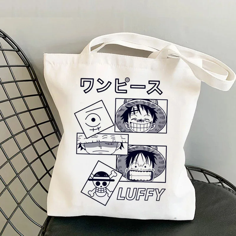 Customized Japanese Anime Figures Printing Canvas Bag Resueable Women Tote Bag Large Capacity Shopping Bag
