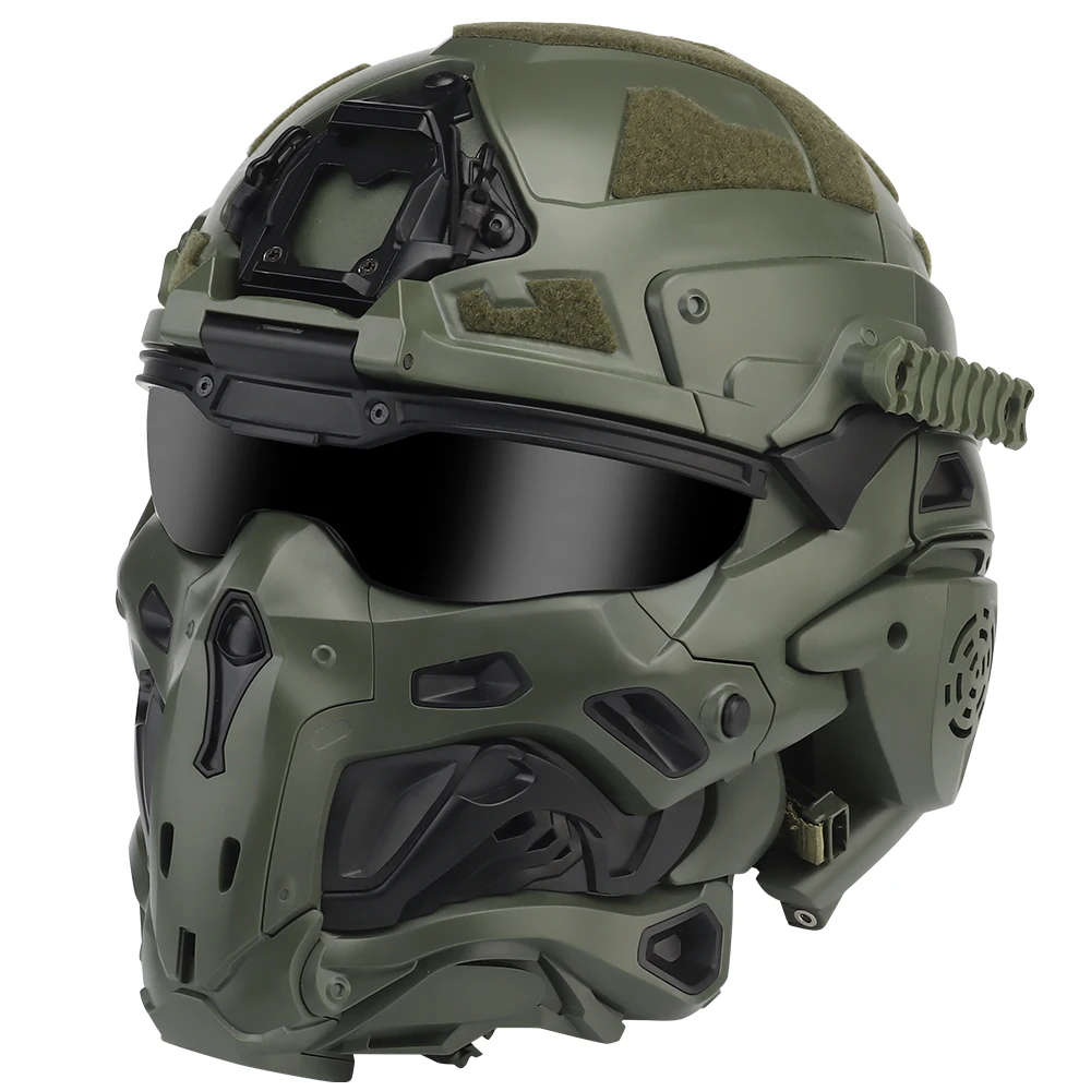 Tactical Helmet Built-in Communication Headset Anti-fog Fan Replaceable Lens W Assault Protective Helmet