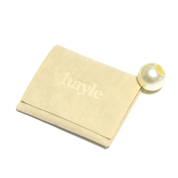 wholesale small envelope flap suede gift packaging bag Custom logo velvet jewelry pouch