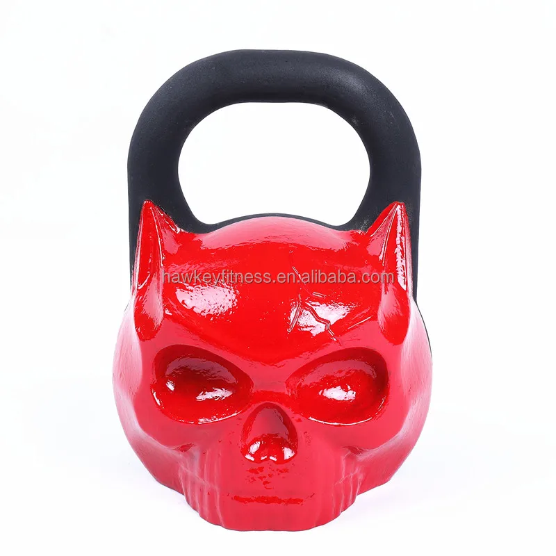 Painting Weight Lifting Cast Iron Kettlebell with skullface