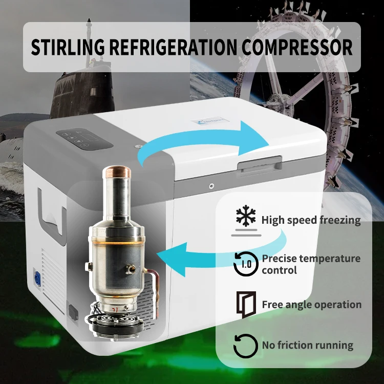 Stirling cooler portable fridge 12V/24V medical -45C portable freezer mini lab freezer