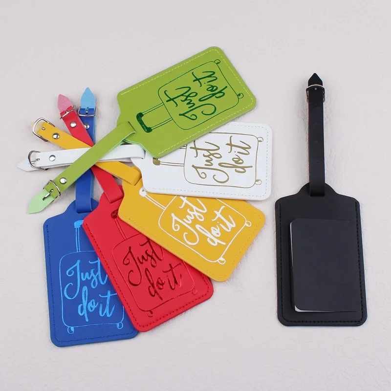 BSBH Simple Logo Solid Color Smooth Soft Pu Leather Luggage Tag Privacy Protection Adjustable Luggage Tag