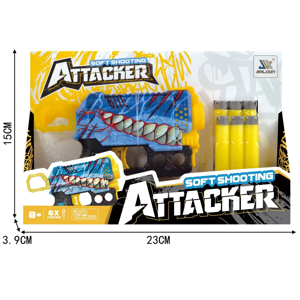 4DRC Boys Shooting Game Plastic Toy Gun,UV Printing Eva Soft Bullets Shoot Toy Gun,Shooting Games Toy Guns With 6 Bullets Shoot