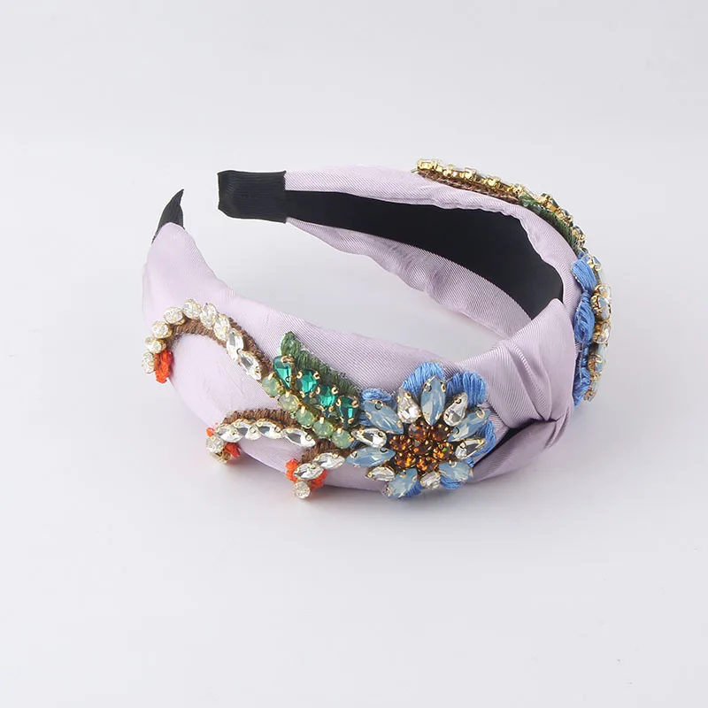 Baroque Rhinestone Fabric Flower Hair Ornaments Beautiful Personality Temperament Lady Travel Gift Hair Bands