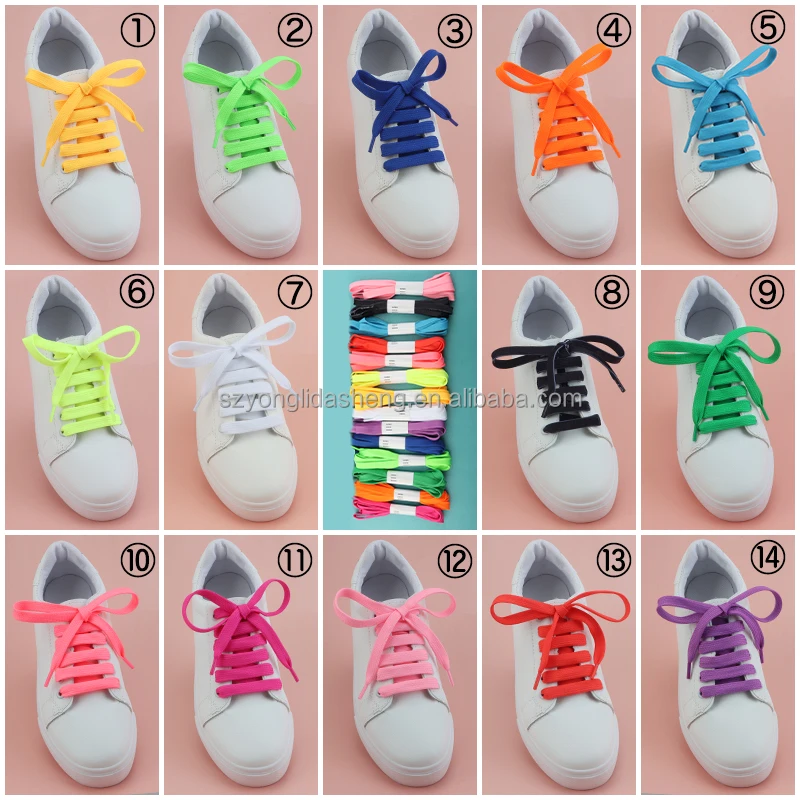 Shoe laces Shoestrings Custom Wholesale Shoelace10mm  Flat Colorful Shoe Lace Rope Sneaker Laces 120cm 140cm Manufacturer