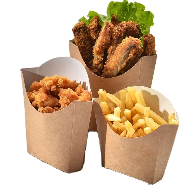 French Fries Box Potato Chips Packaging Box Supplier Coated Paper High Quality Disposable Kraft Paper Food Container Snack Box