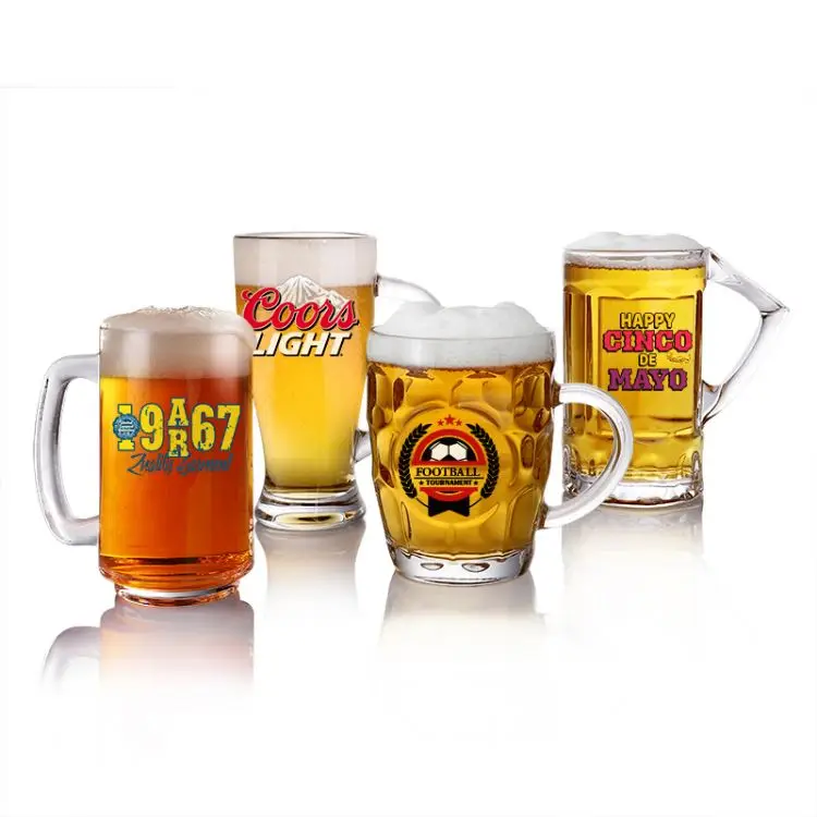 Custom logo  Bar Glassware Double Sided beer glasses Drinking glass mug crystal handmade beer steins cups