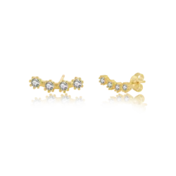 QLEESI Exquisite Jewelry Hot Sale Wholesale Sterling Silver 18K Gold Romantic Zircon Stud 925 Earrings