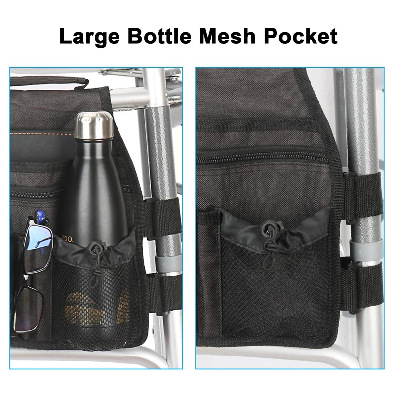 Wheelchair Side Bag Walker Pouch Bag with Cup Holder Wheelchair Armrest Accessories