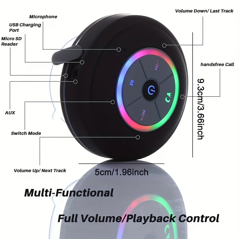 Wholesale mini Shower speaker Subwoofer Music Suction Cup Speaker Wireless LED waterproof Speaker